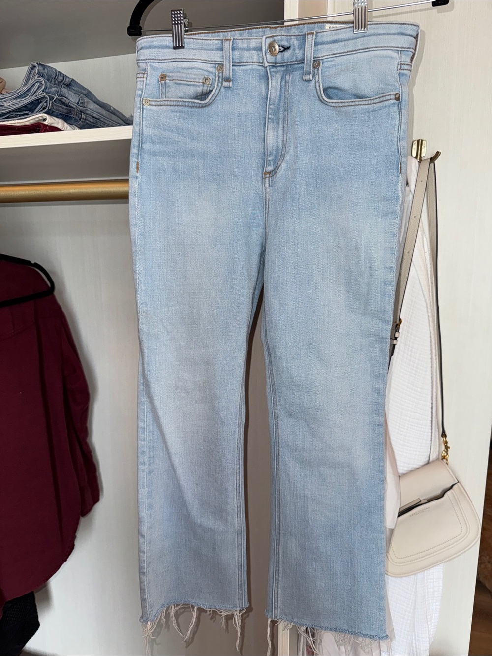 Rag & Bone Cut Off Raw Hem Nina High Rise Ankle Crop Flare Jeans size 28 size 6